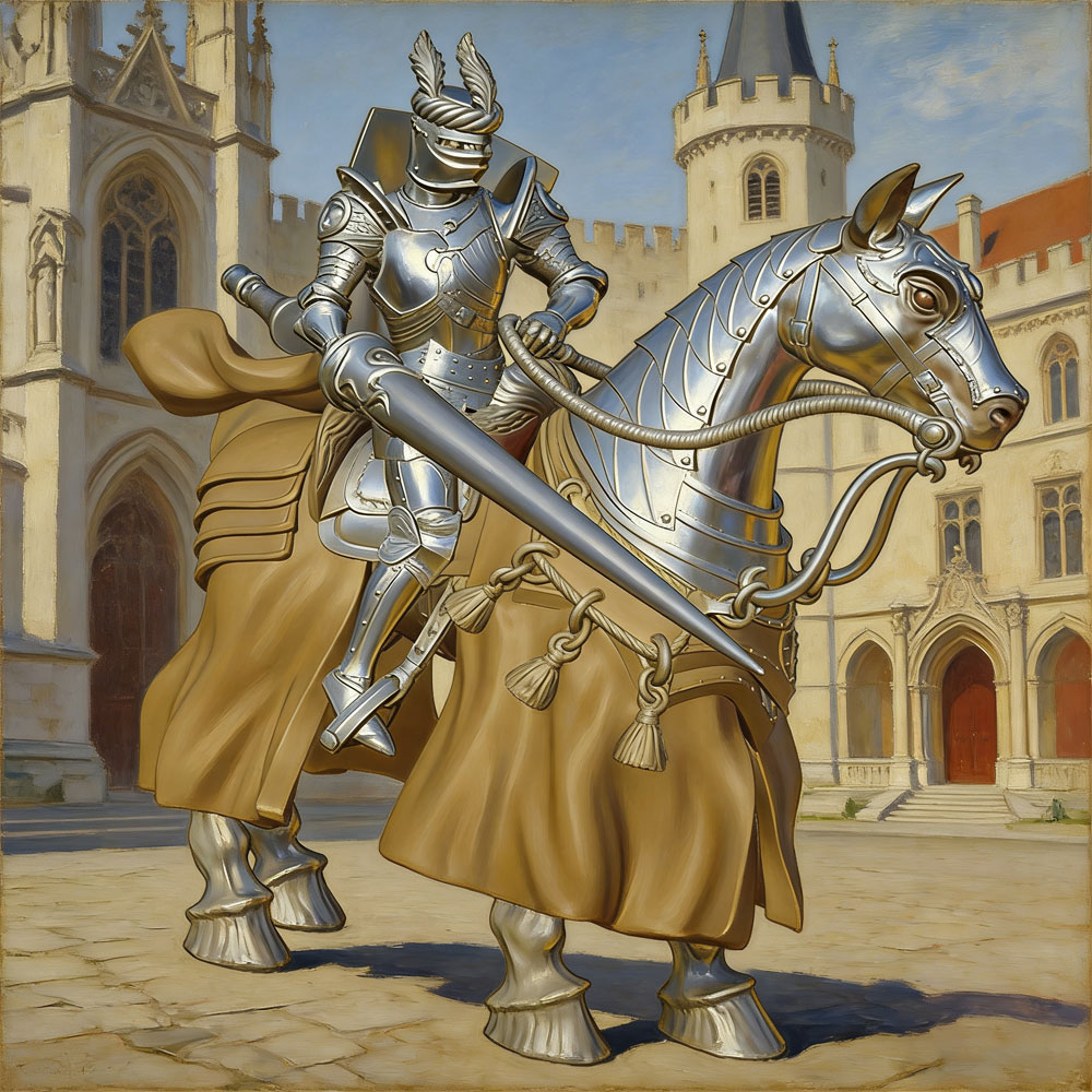 3D Printing Knight Armor - Ornamen Meja 1/24, Model Resin Kuda