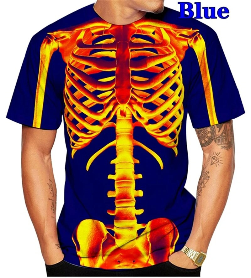 3D Printing X Ray - Kaus grafis tengkorak horor kaus untuk