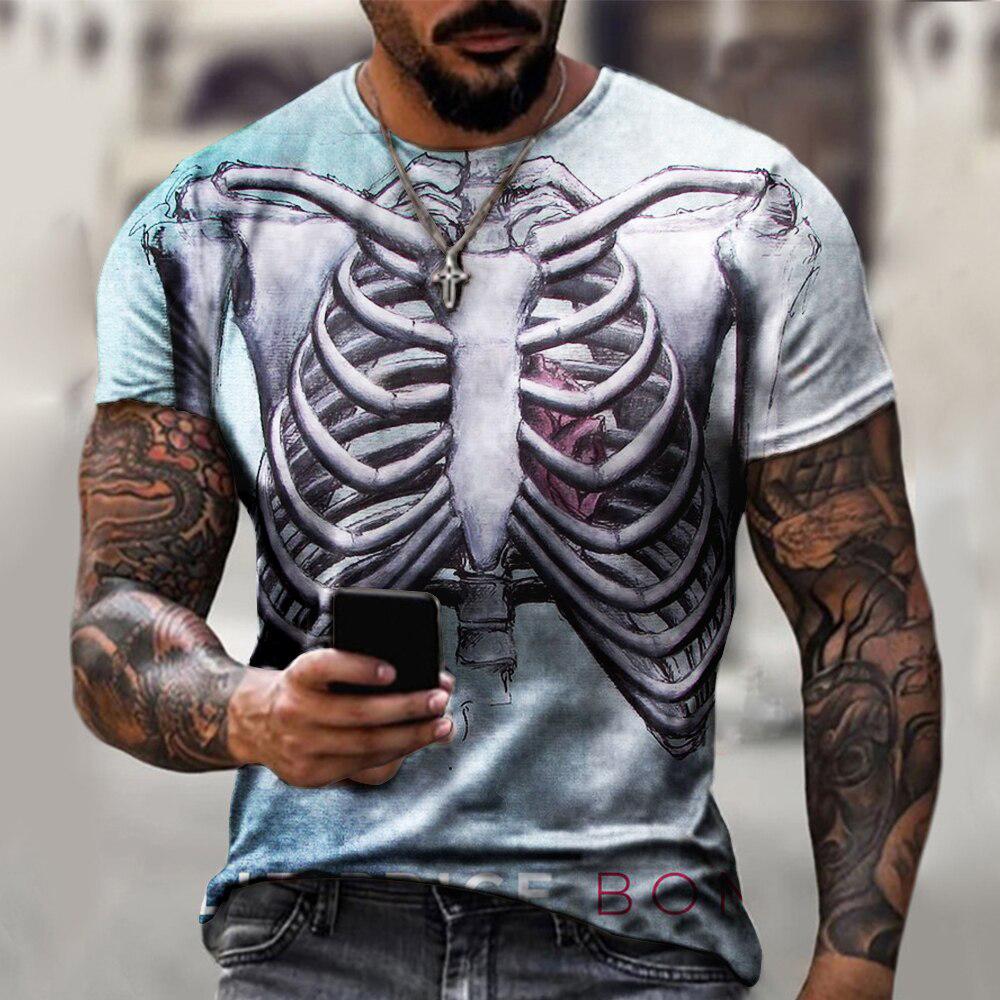 Kaos Pria Cetak 3D Tulang Rusu - 3D Printing X Ray ulasan dan harga