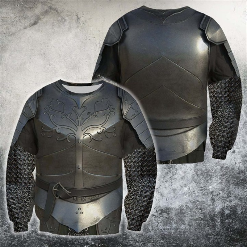 Sweter Bertudung Mode Harajuku - 3D Printing Knight Armor ulasan dan harga