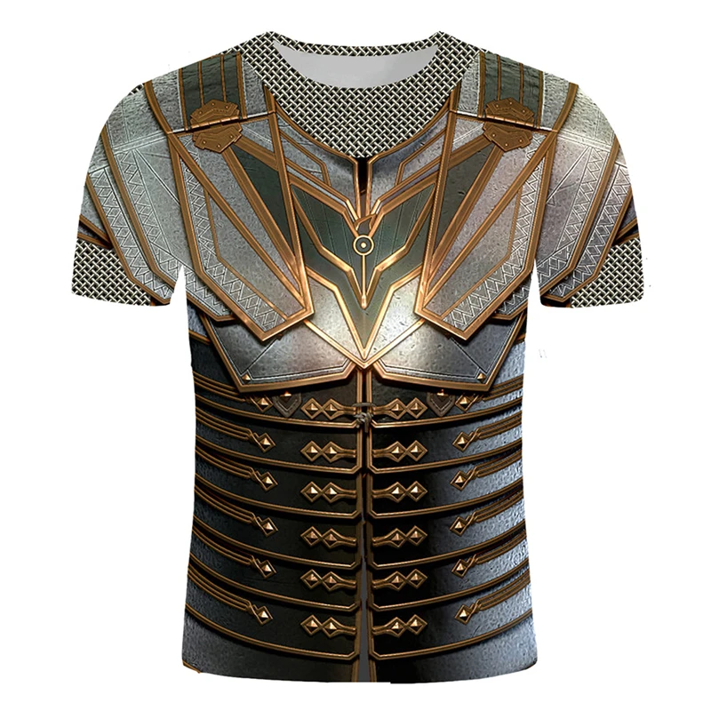 Kaos Pria Retro 3D Print Armor - 3D Printing Knight Armor ulasan dan harga